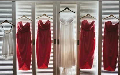 bridesmaid dresses hanging up